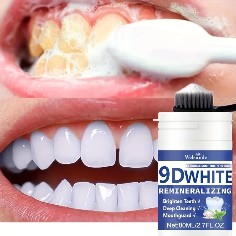 Teeth Whitening At Home - 9D White Remineralizing Hydroxyapatite Tooth Powder,