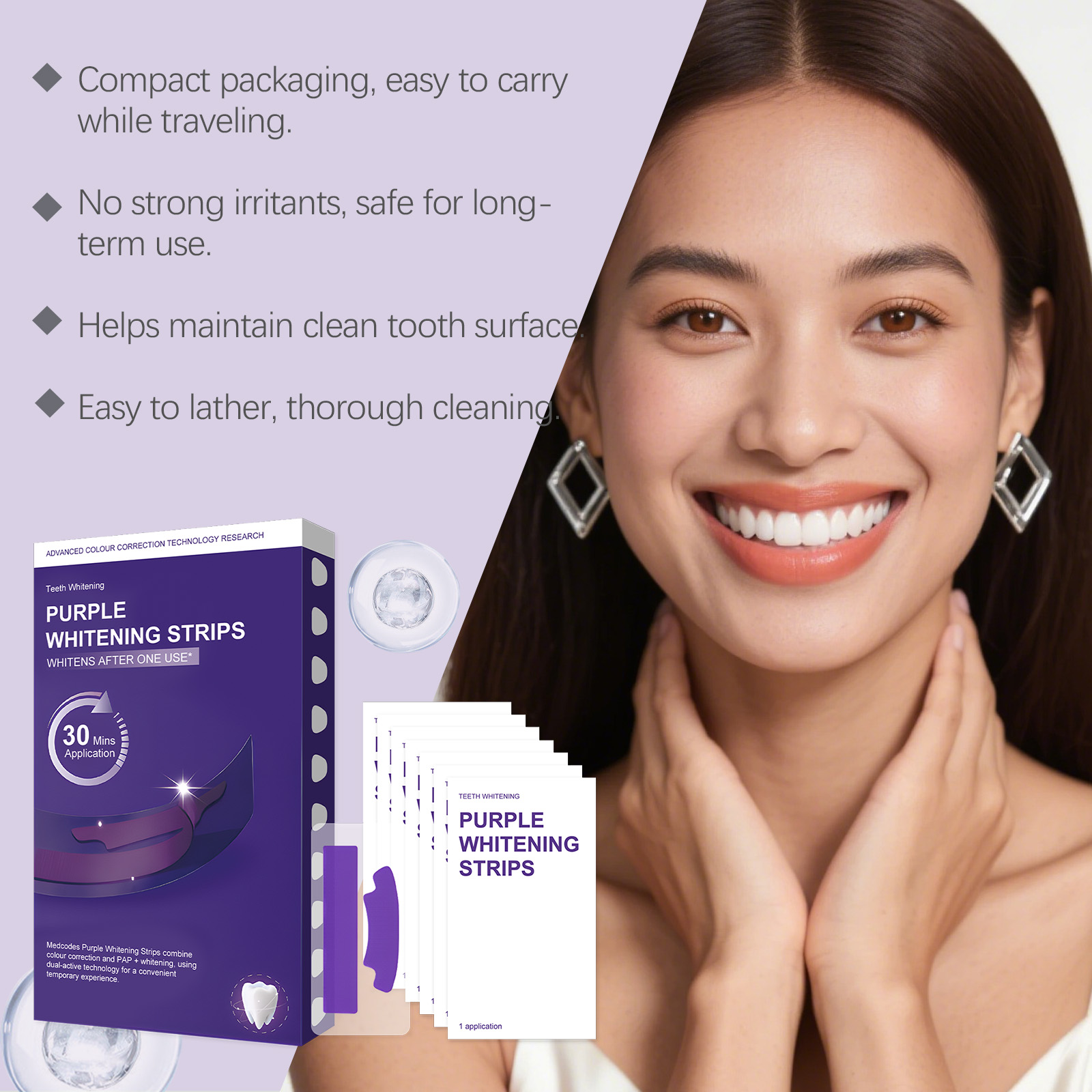 Purple Teeth Whitening Strips  - Teeth Whitening Quick ulasan dan harga