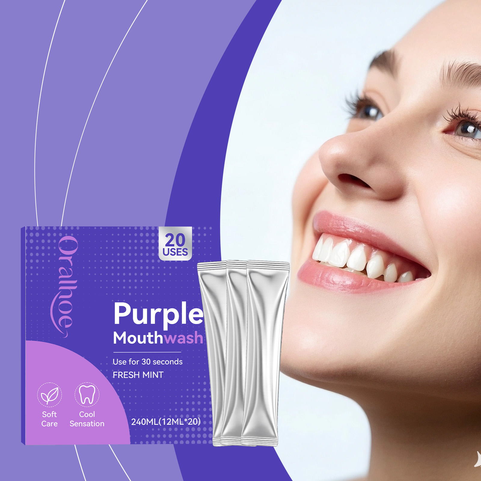 Individual Pack Purple Mouthwa - Teeth Whitening Xylitol ulasan dan harga