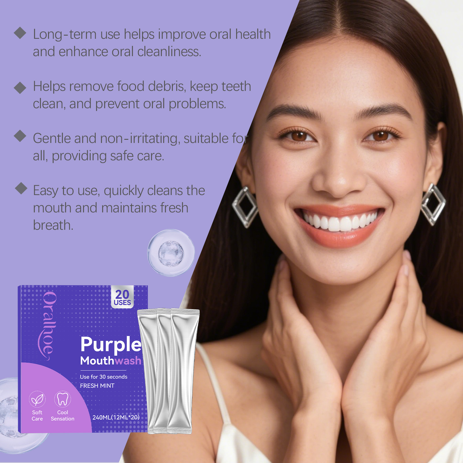Individual Pack Purple Mouthwa - Teeth Whitening Xylitol ulasan dan harga